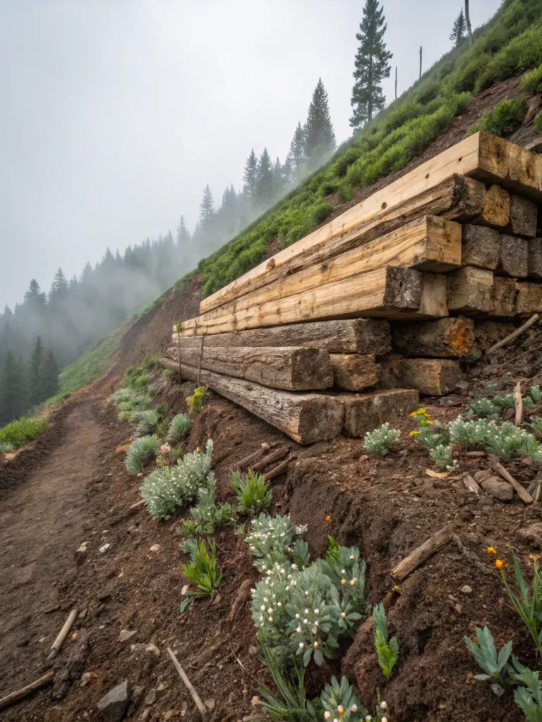 9rugged slope using highland logging sleepers sta