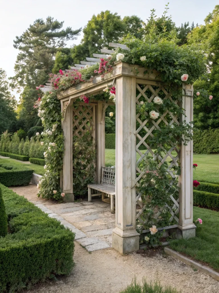 garden trellis wall nook in garden nook idea
