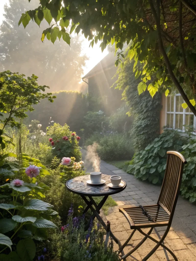 morning coffee sunrise spot in garden nook idea