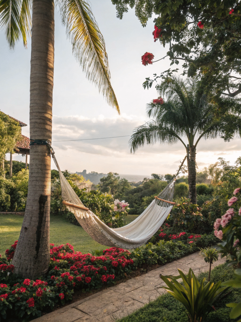 realistic photo of a brazilian style hammock in a