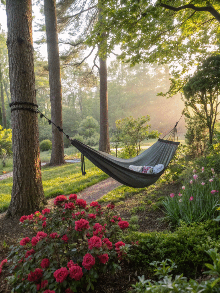 realistic photo of a compact backpacking hammock i