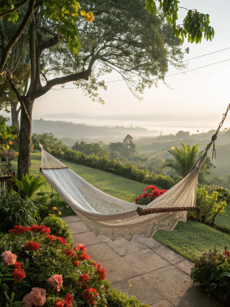 realistic photo of a hammock with detachable mosqu