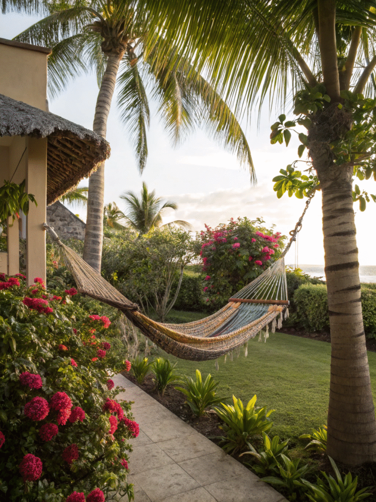 realistic photo of a traditional mayan hammock in