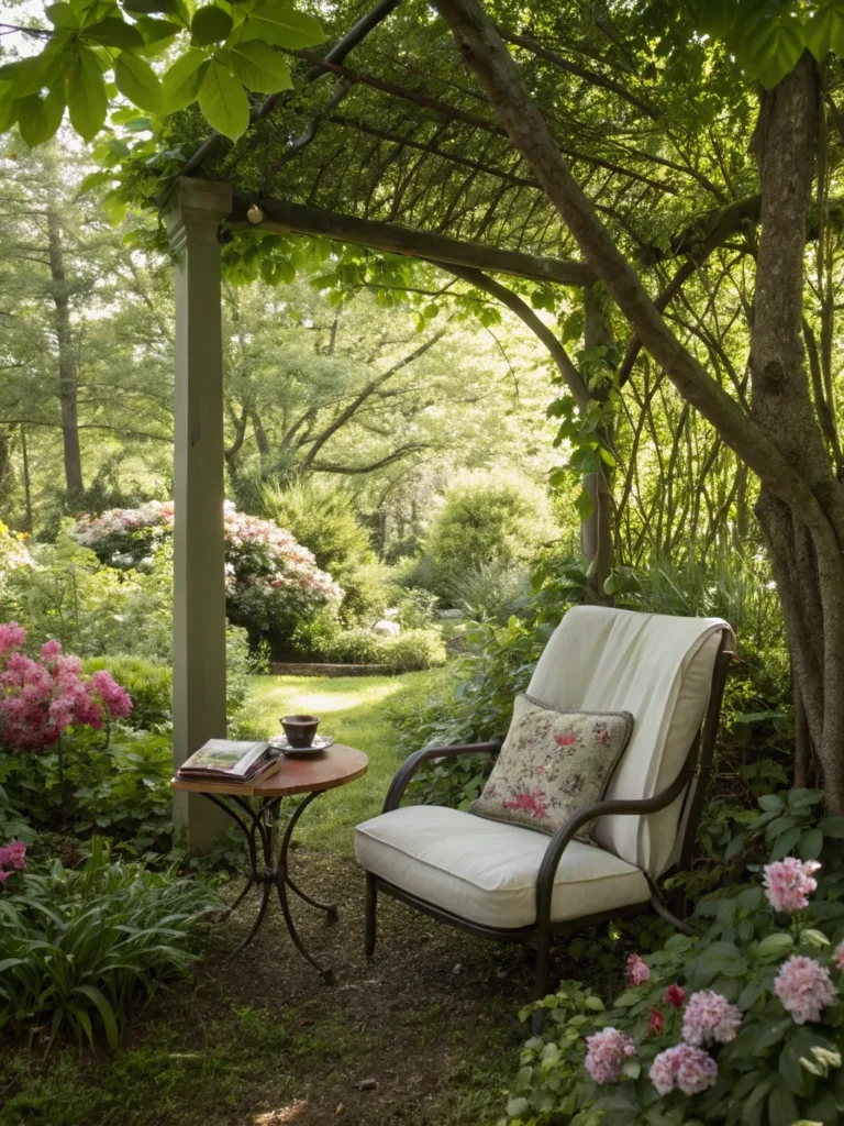 shade garden reading nook in garden nook idea