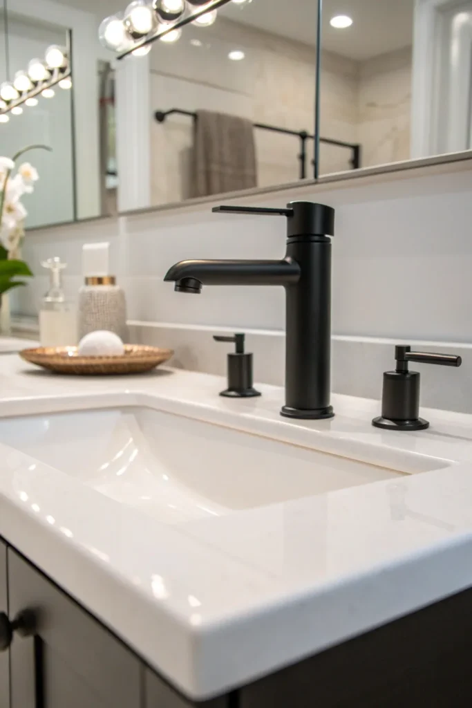 1 a modern bathroom vanity with a matte black mi