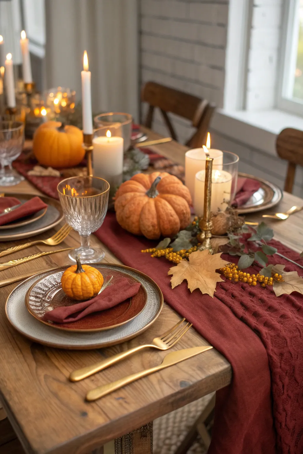1 realistic thanksgiving dining table set with b