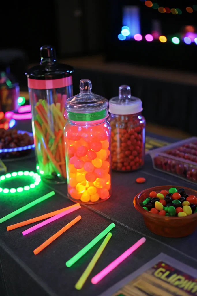 10 a glow in the dark candy setup with neon cand