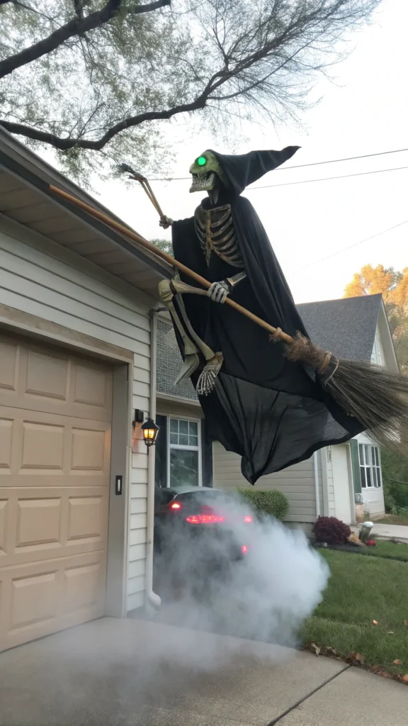 10 flying skeleton skeleton riding a broomstick