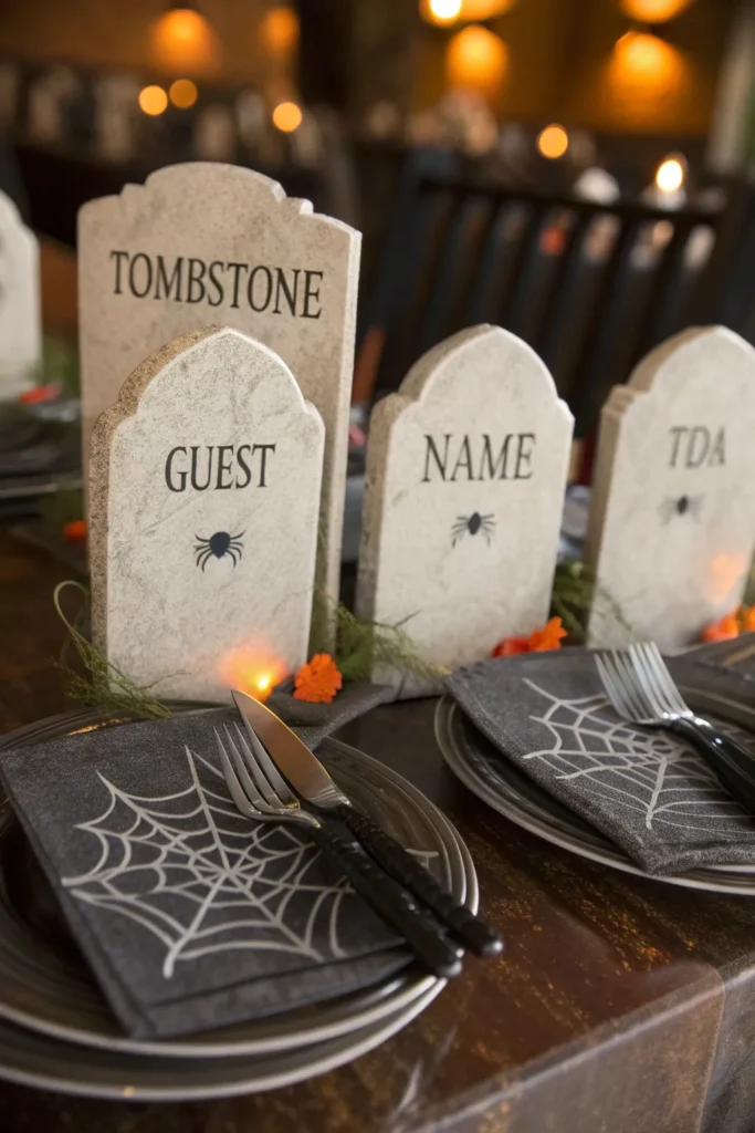 10 graveyard inspired halloween place cards shap
