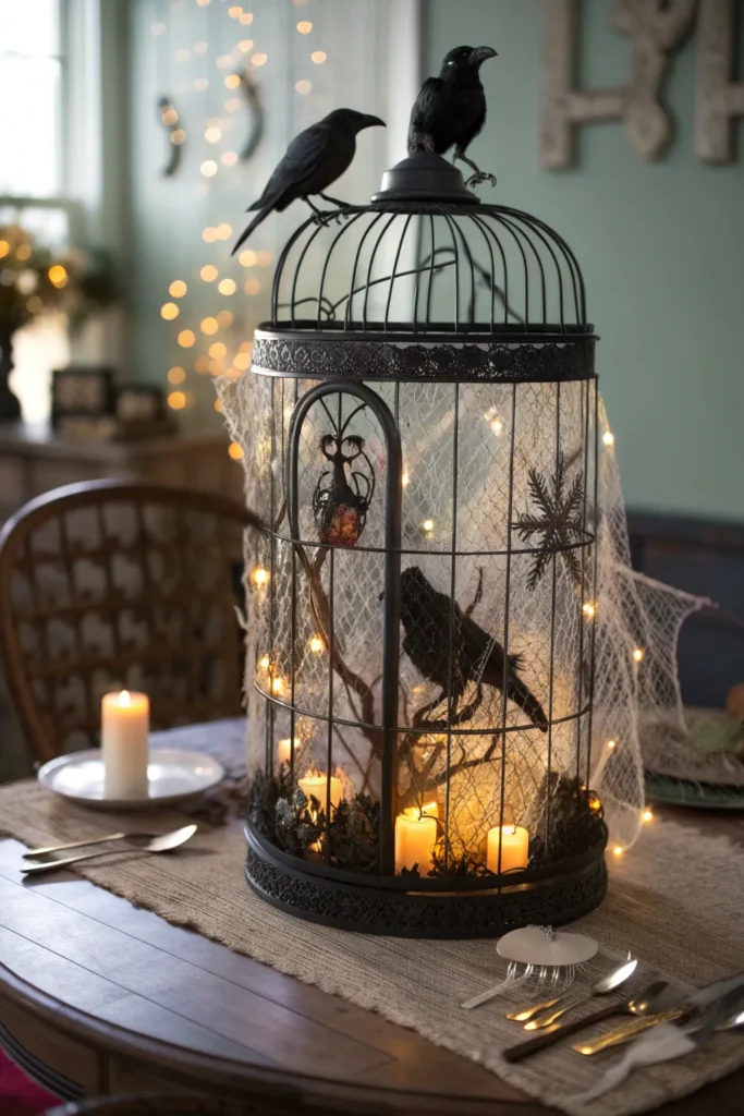 10 haunted birdcage centerpiece spray painted bl