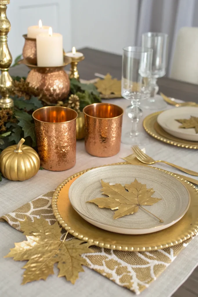 10 metallic luxe chic thanksgiving tablescape wi