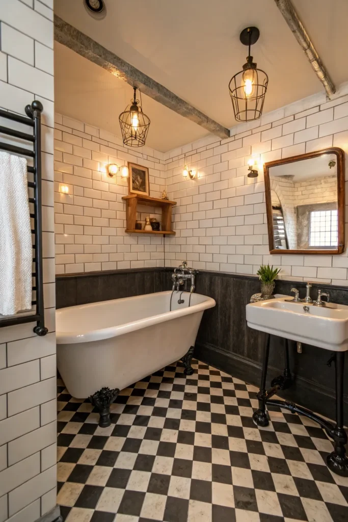 10 retro bathroom with checkerboard black and wh