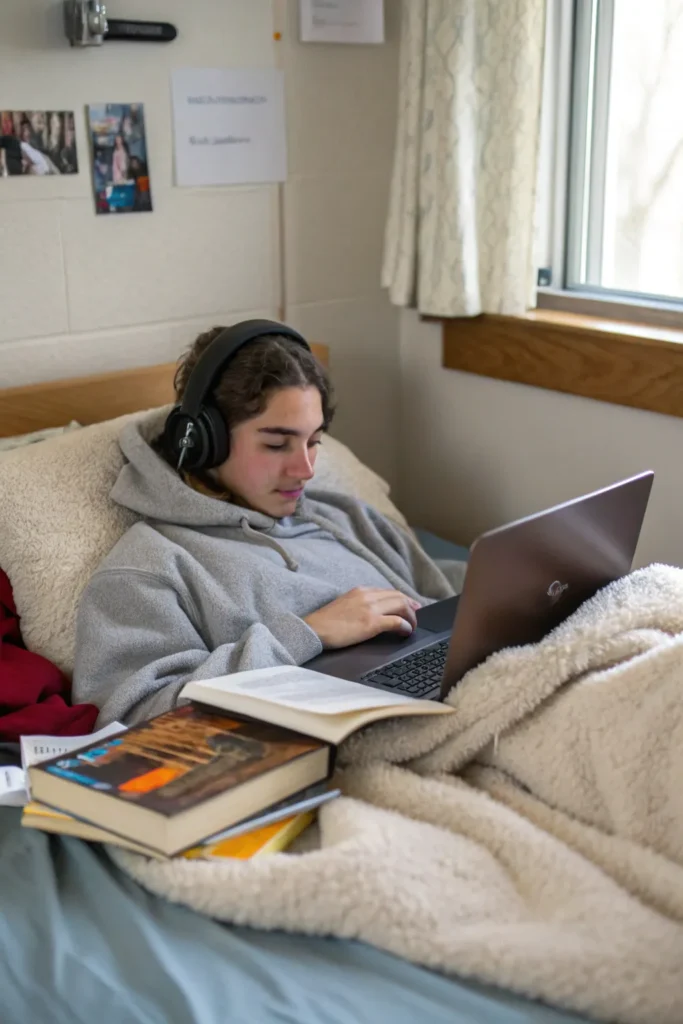 10 student using noise canceling headphones in a