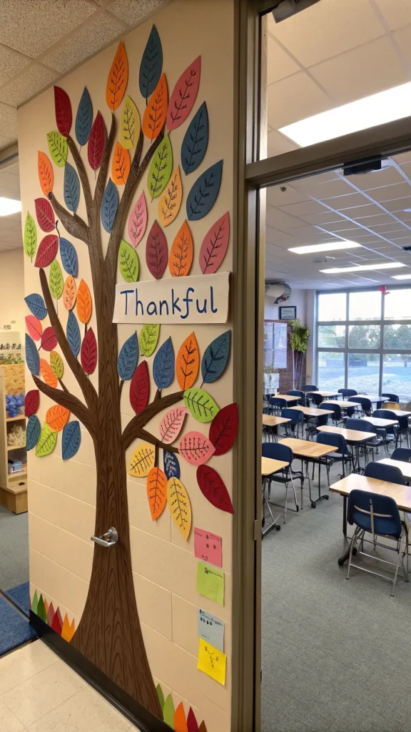 10 thankful notes tree door featuring a large p