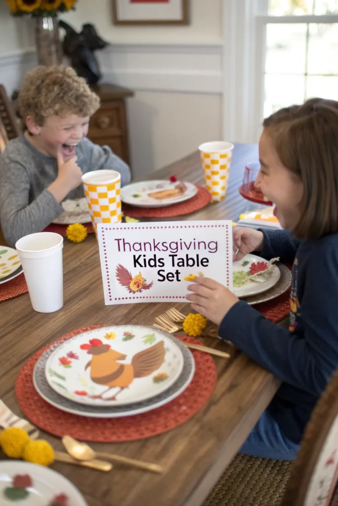 10 thanksgiving kids table with joke cards place