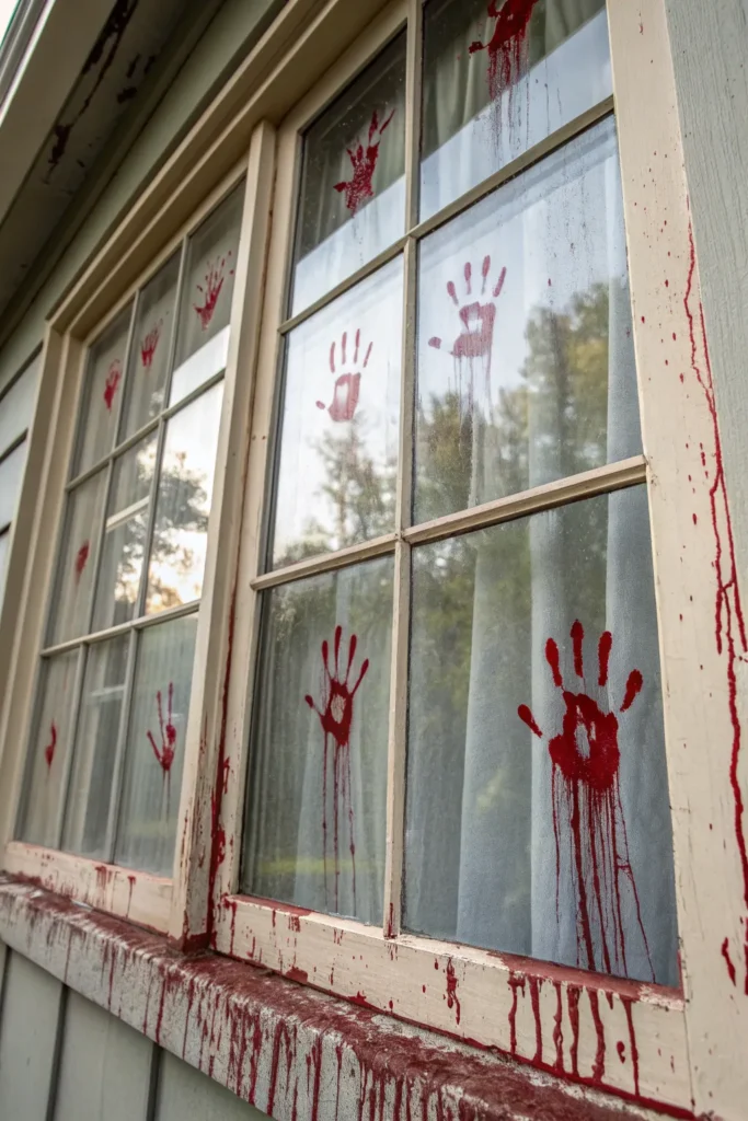 11 a horror style halloween window painting with