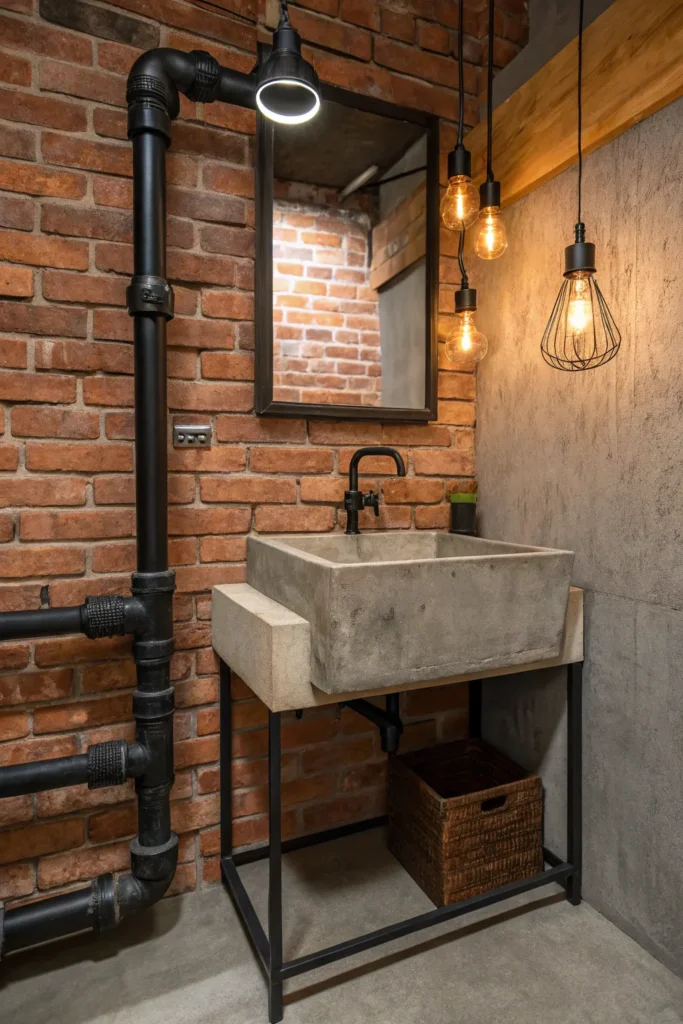 11 an industrial loft bathroom with an industria