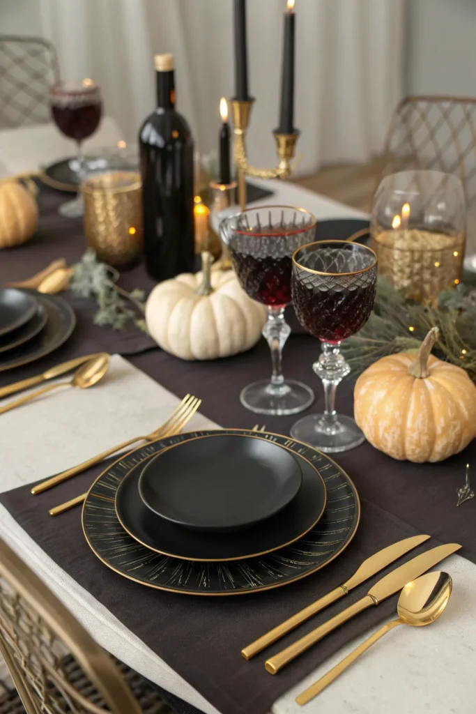 11 gold black dinnerware a halloween dinner tab