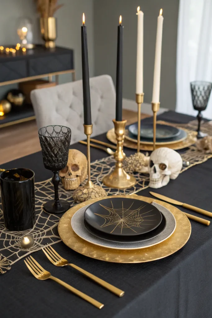 12 a glamorous halloween dining table decorated