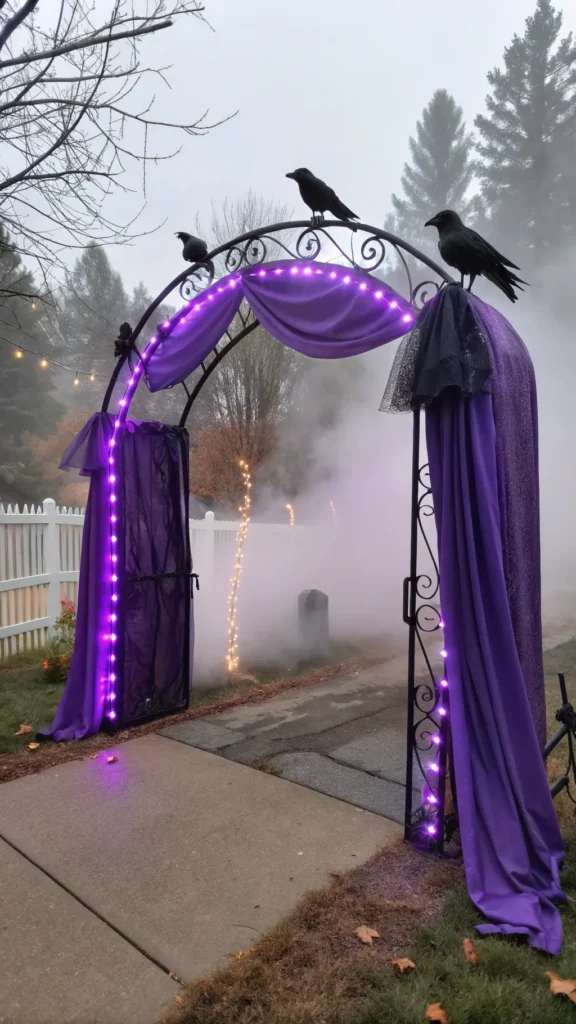 12 a purple halloween archway glowing with uv li