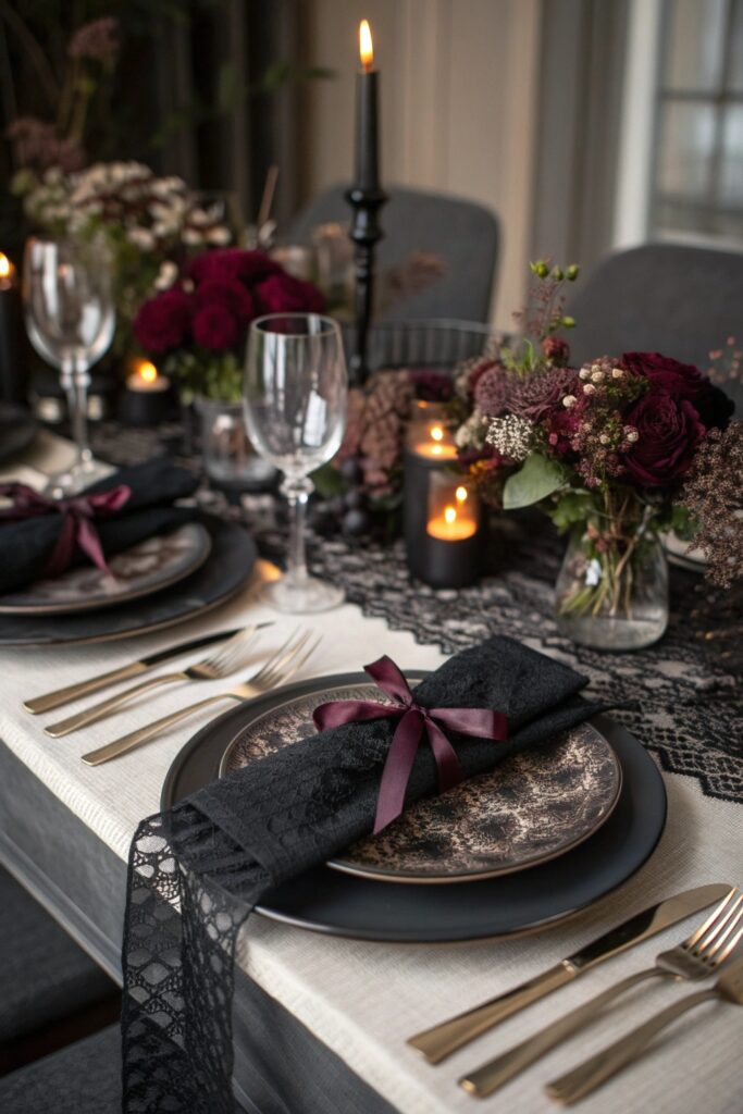12 black lace napkins sophisticated halloween ta