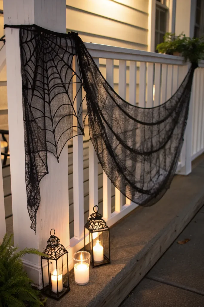 12 classy spider web draping black lace spider w