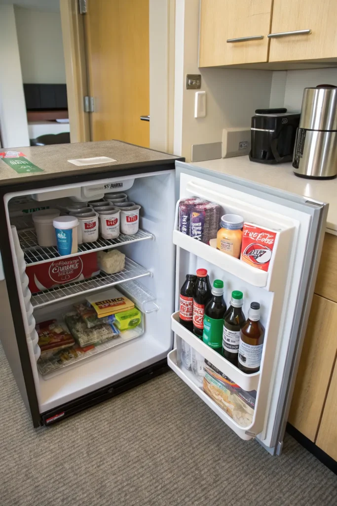 12 compact mini fridge with freezer in a dorm ro
