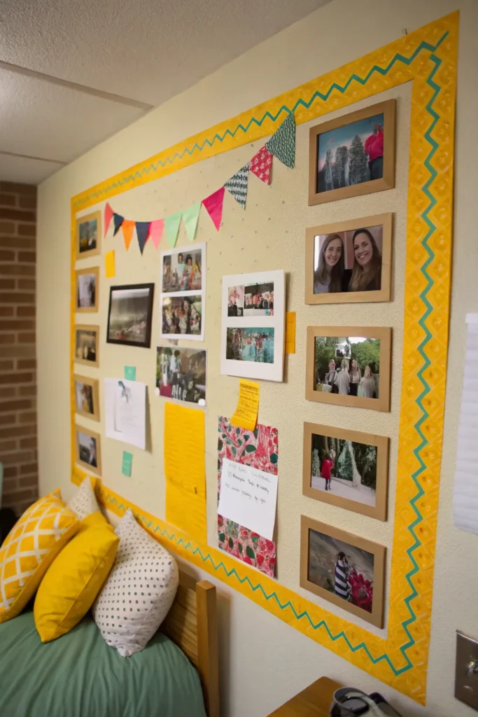12 dorm wall decorated with a diy yellow photo c