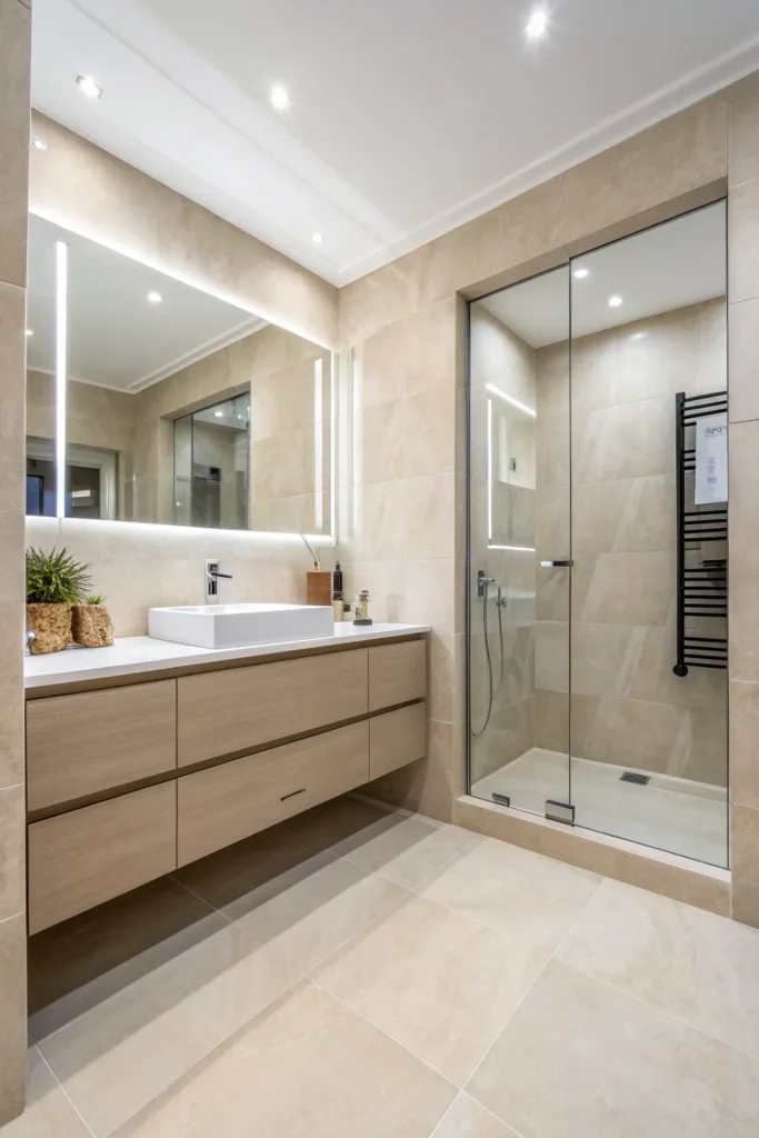 12 ultra modern bathroom with large format tiles