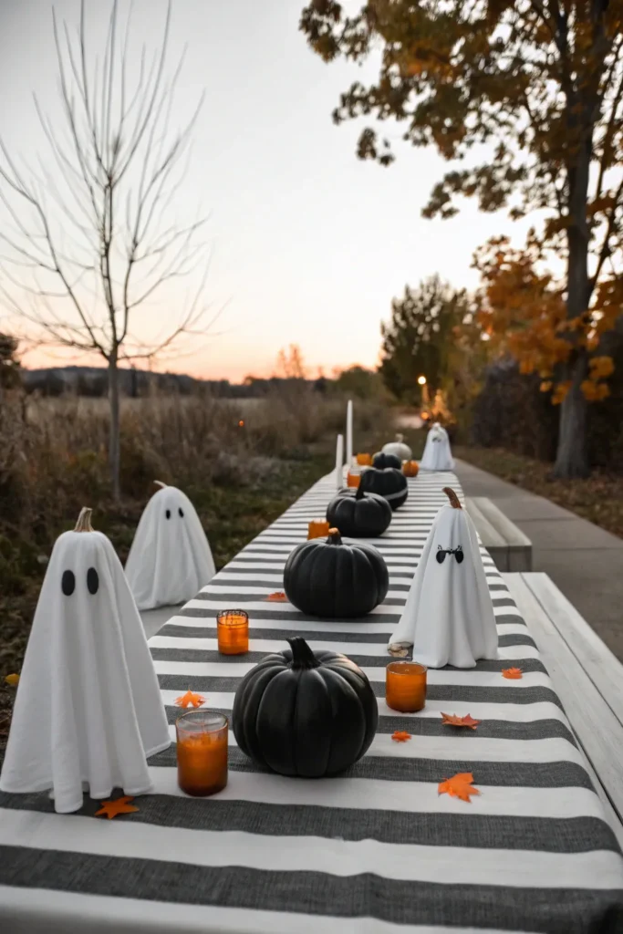 13 a black and white outdoor halloween table dec