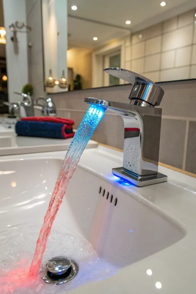 13 a playful bathroom sink with an led light up