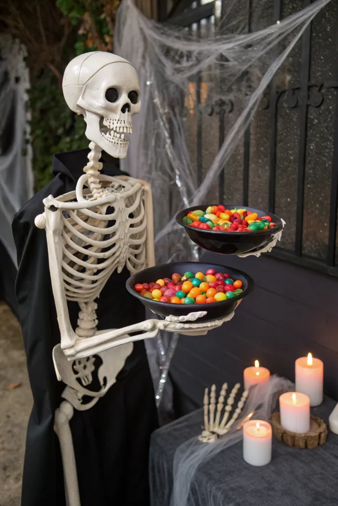 13 a skeleton butler candy stand with a life siz