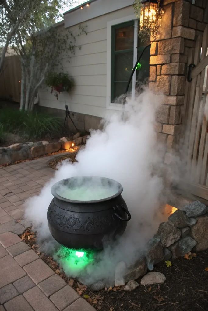 13 foggy cauldron with dry ice prompt a realist