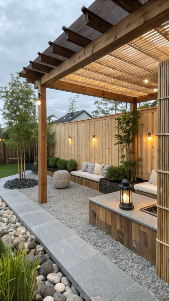 13 japanese zen pergola kitchen wooden slat perg