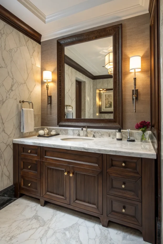 13 marble topped vanity with striking veining p