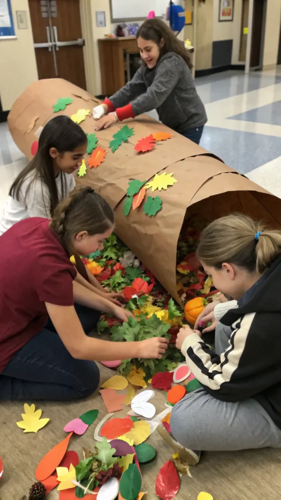 13 paper cornucopia door with a large brown pap