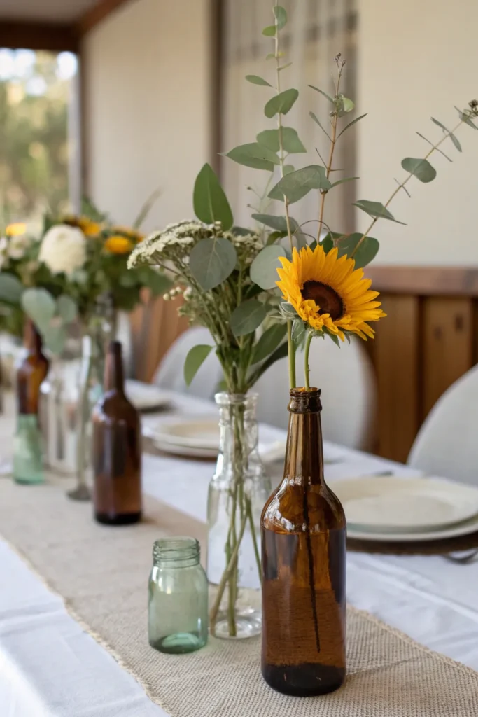 13 single stem bottles realistic mismatched glas