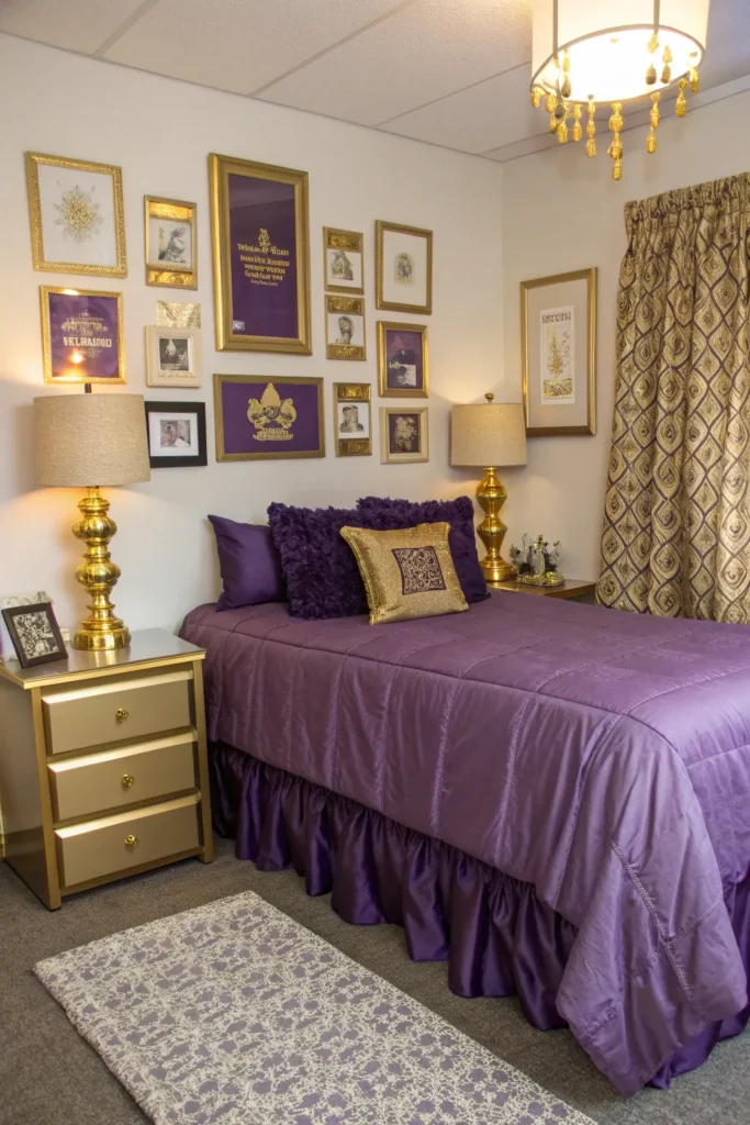 14 a luxurious dorm corner decorated with purple