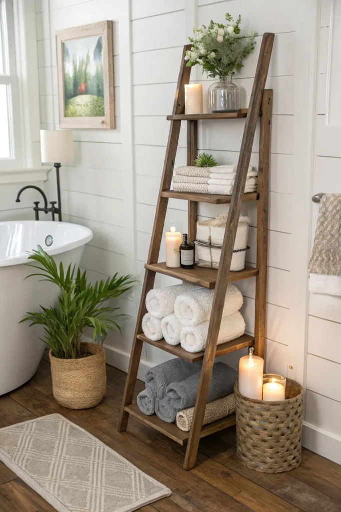 14 a modern farmhouse bathroom with a decorative