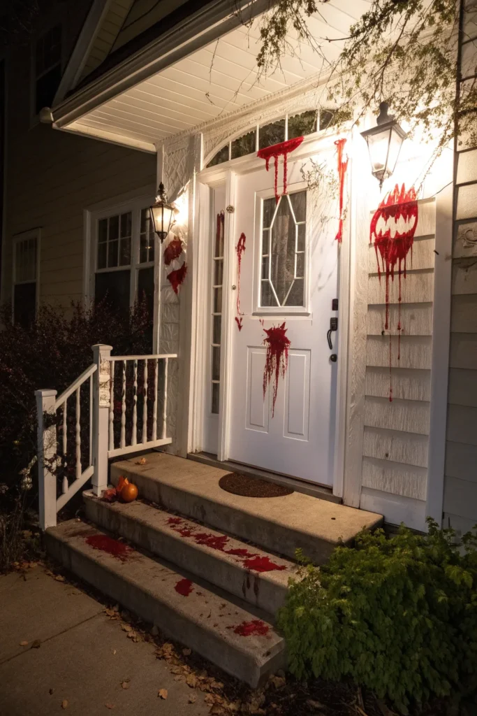 14 a realistic white front door painted with two