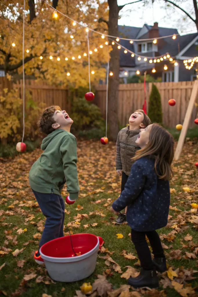 14 apple bobbing with a twist kids in a backyar