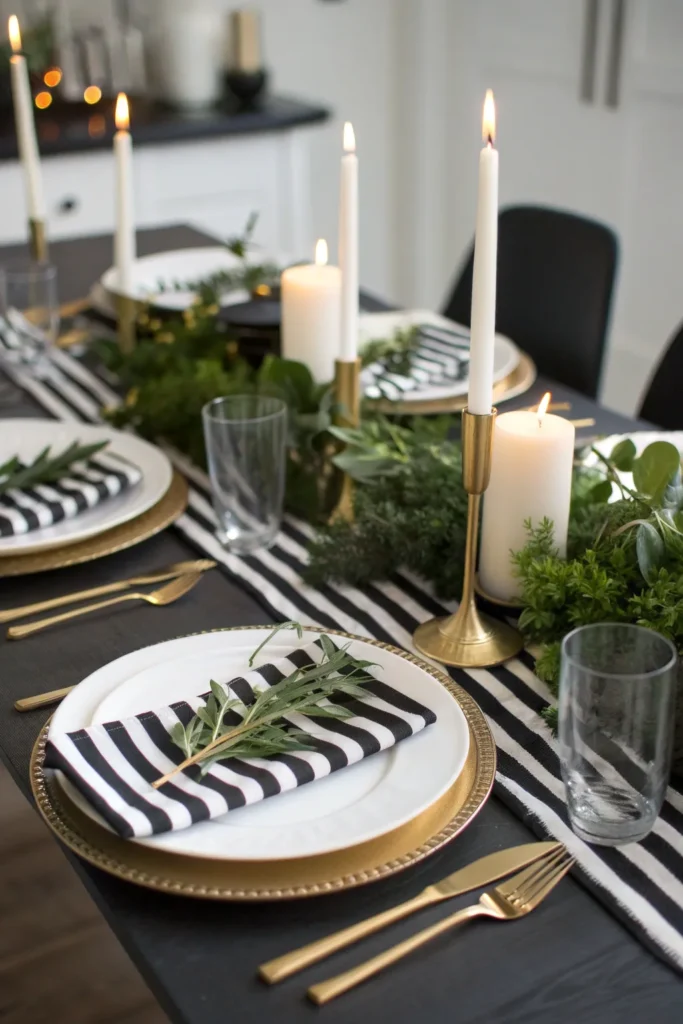 14 black white drama modern thanksgiving table
