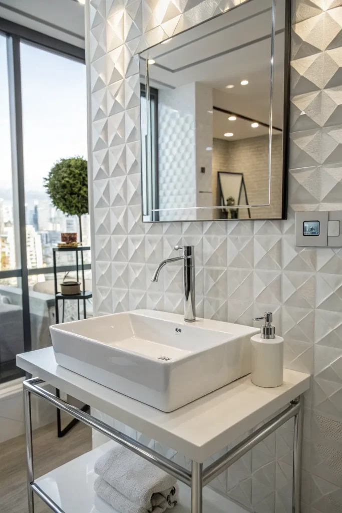 15 a modern bathroom with a minimalist square fa