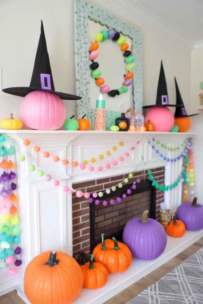 15 colorful mantel decorated with pastel and ne