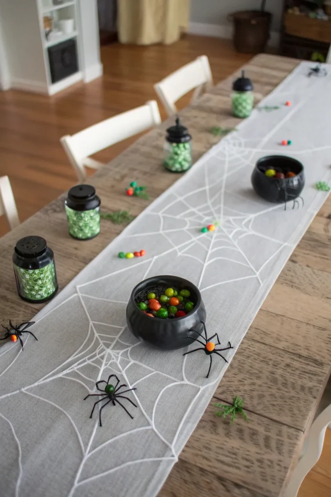 15 spider web table runner prompt overhead shot