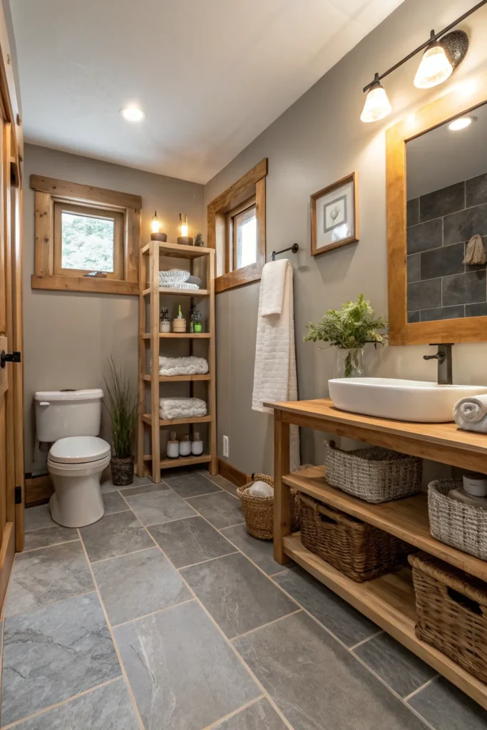 16 cozy bathroom with warm gray porcelain floor