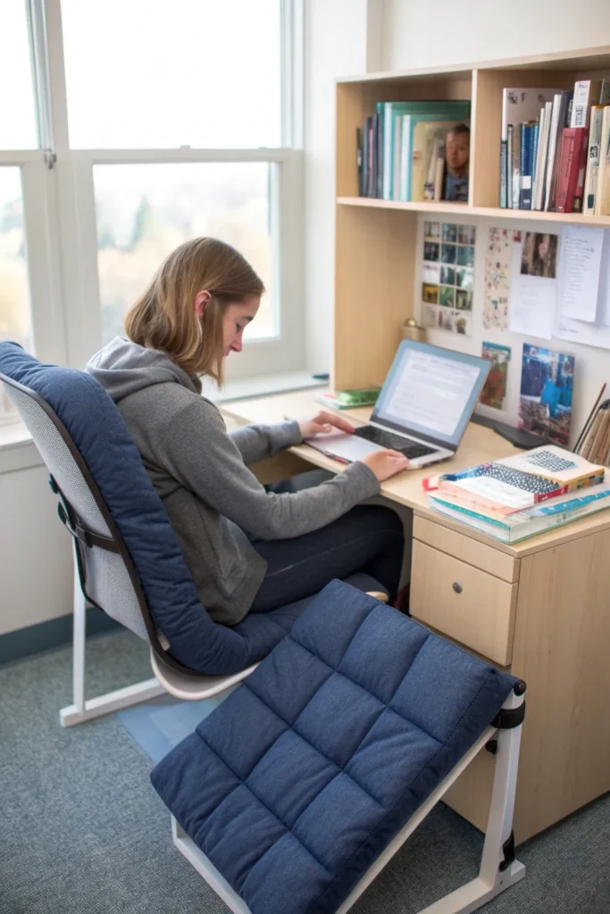 16 foldable cushion on a standard dorm desk chai