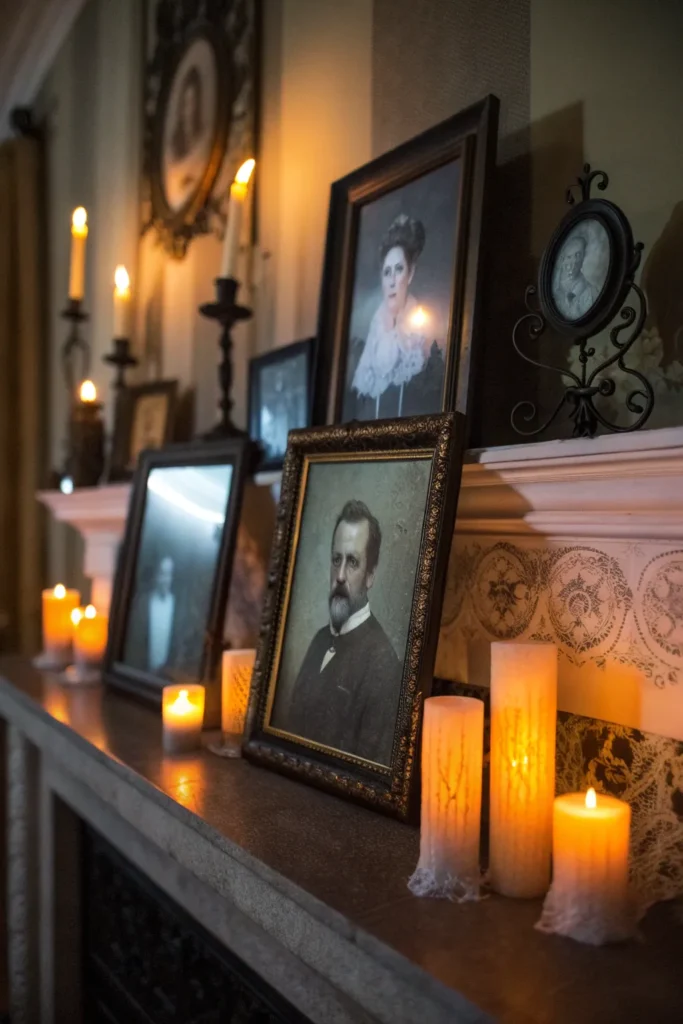 16 haunted family portrait gallery on mantel wi