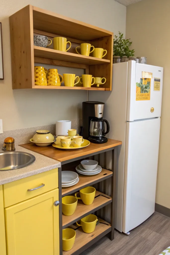16 mini dorm kitchen corner with yellow mugs bo