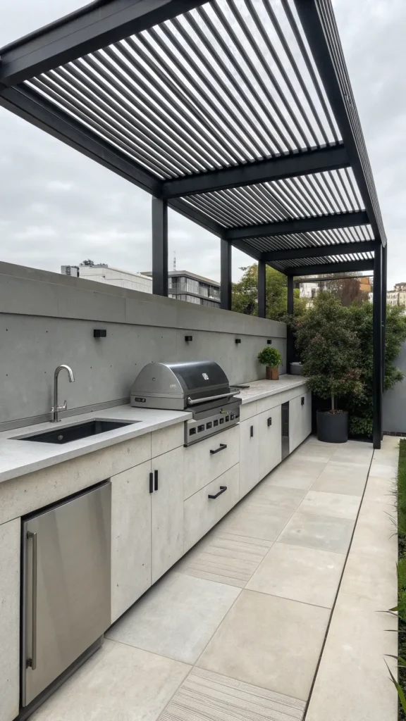 16 modern minimalist pergola kitchen black metal